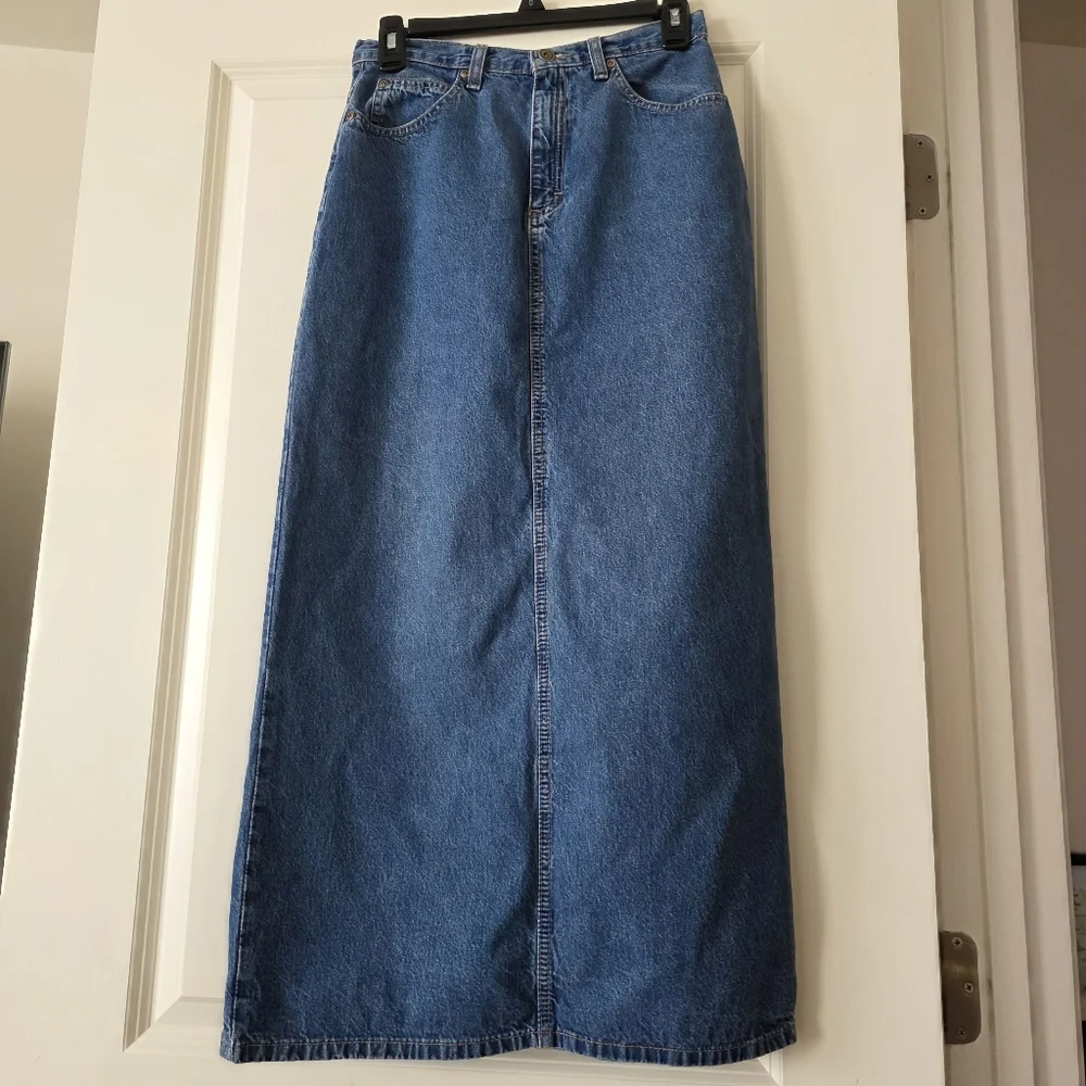 SOLD Vintage Liz Claiborne Liz Wear Jeans maxi Denim Skirt Womens 4 - Picture 2 of 6